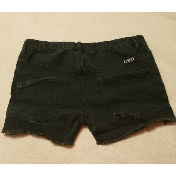 VTG Y2K Roxy Button fly Black Denim Shorts Sz 3 Cut Offs summer surf grunge emo - Picture 6 of 9